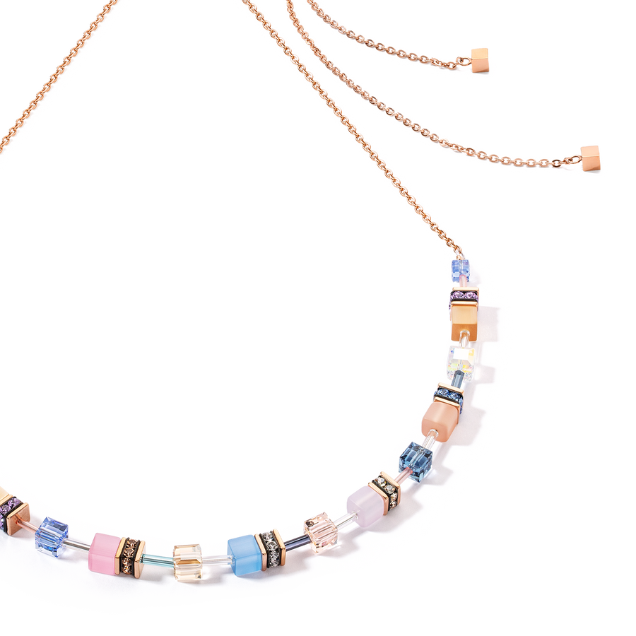 GeoCUBE® Iconic Chain necklace pale blue pink