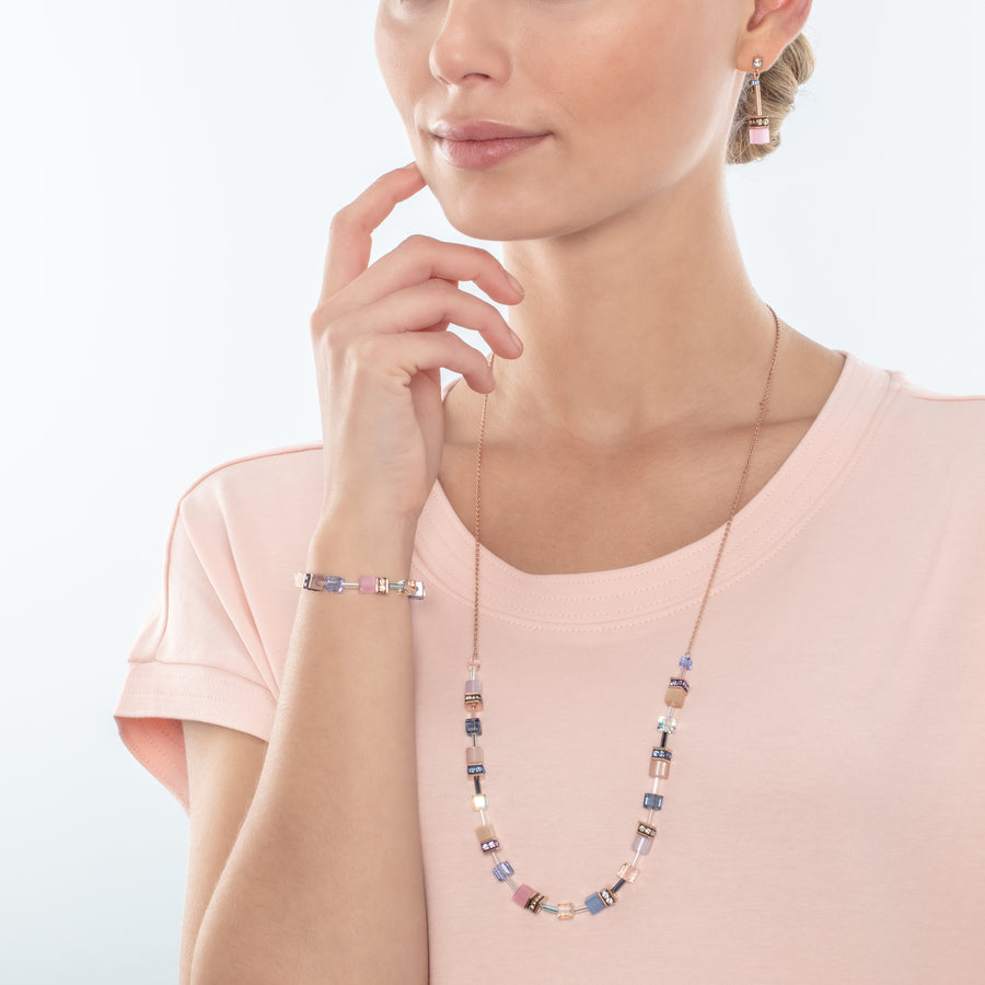 GeoCUBE® Iconic Chain necklace pale blue pink