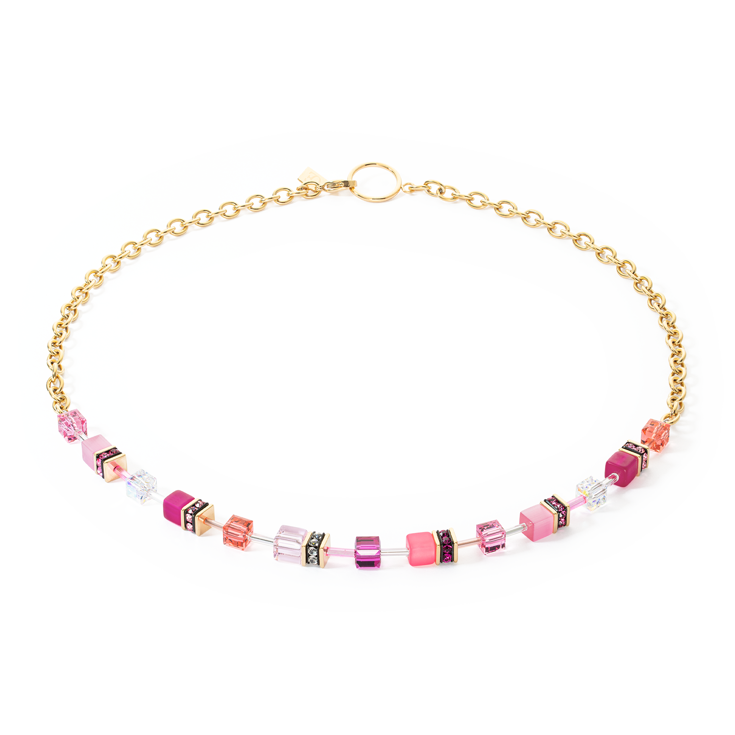 GeoCUBE® Iconic Chain necklace gold-magenta