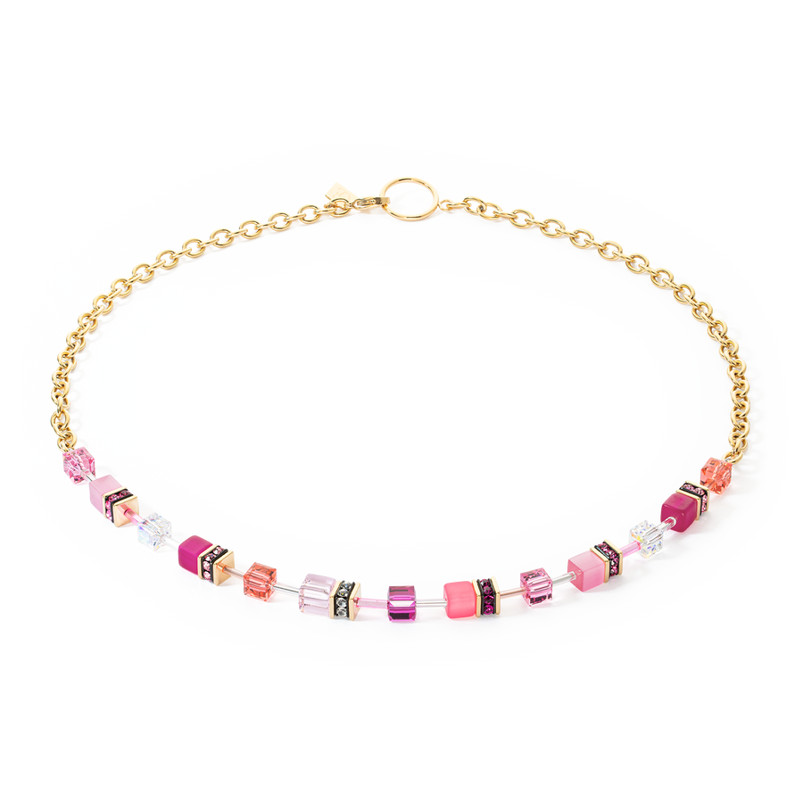 GeoCUBE® Iconic Chain necklace gold-magenta