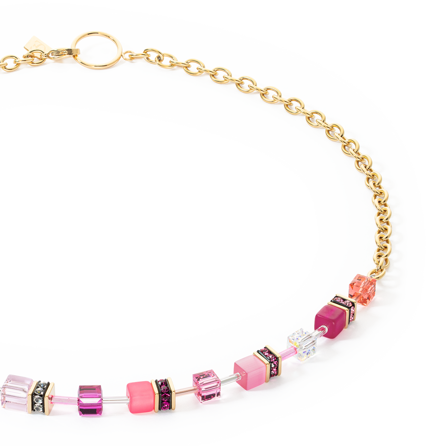 GeoCUBE® Iconic Chain necklace gold-magenta