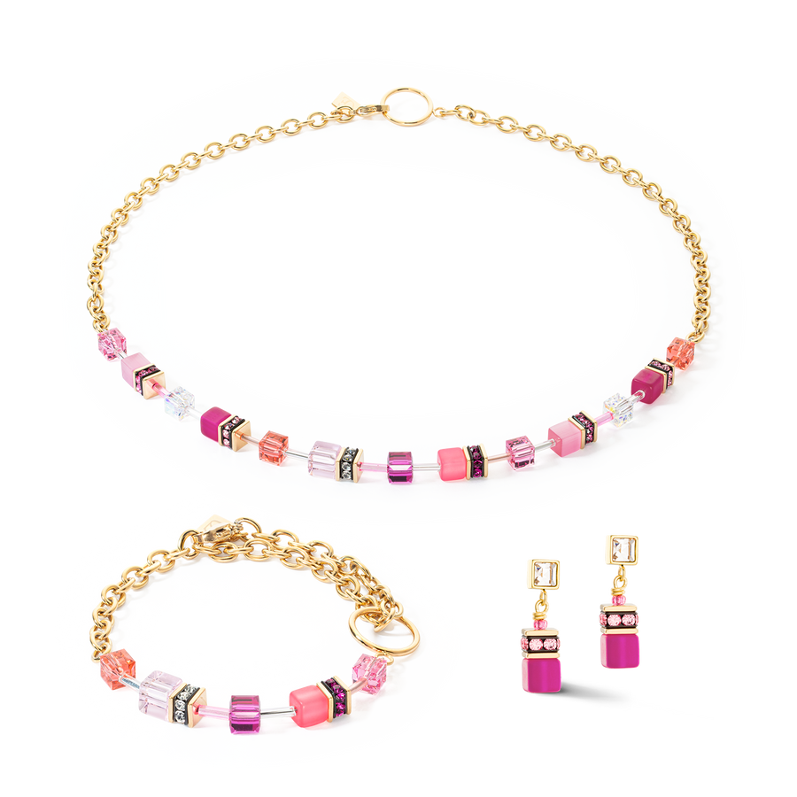 GeoCUBE® Iconic Chain necklace gold-magenta