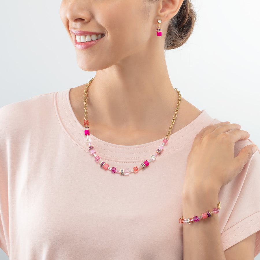 GeoCUBE® Iconic Chain necklace gold-magenta