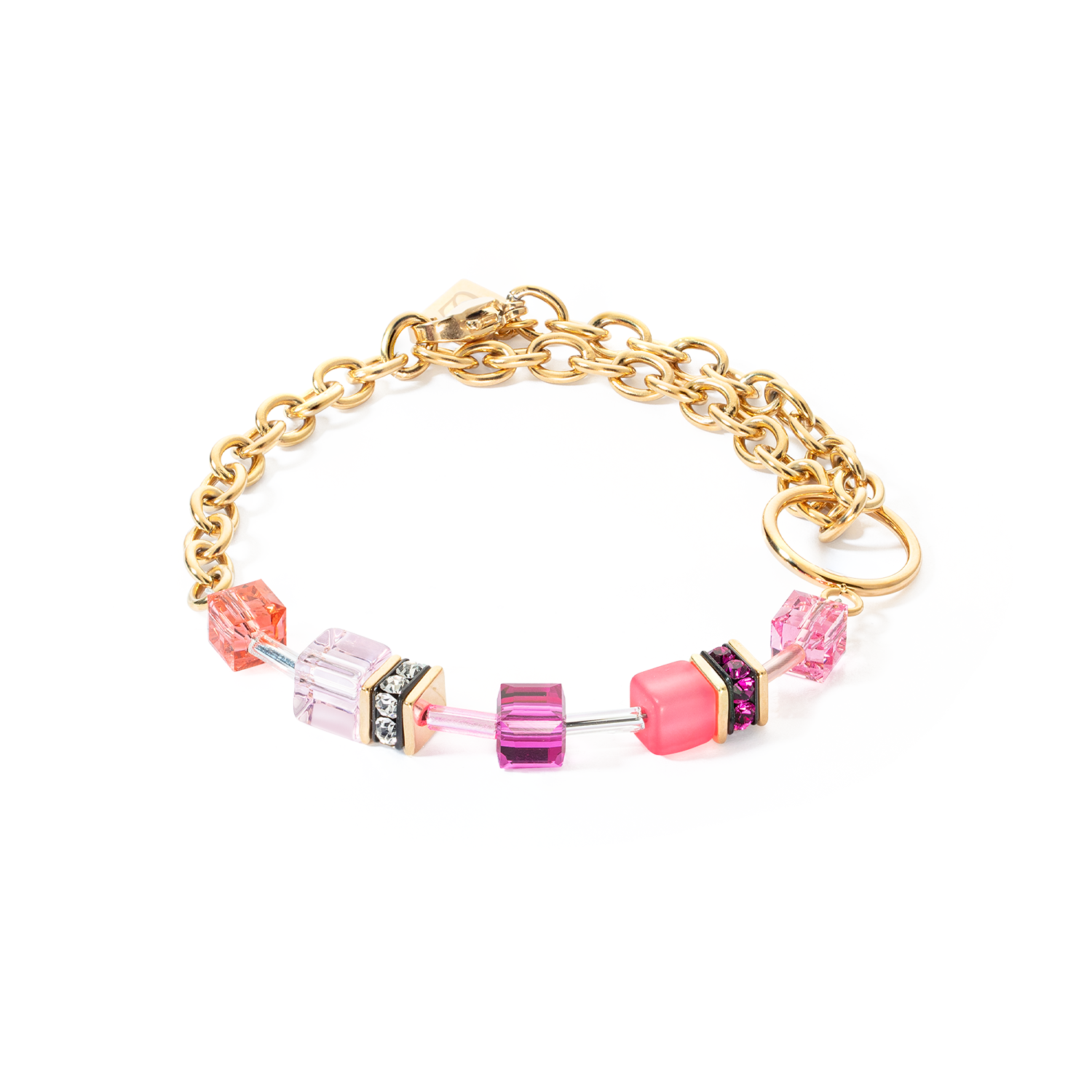 GeoCUBE® Iconic Chain bracelet gold-magenta