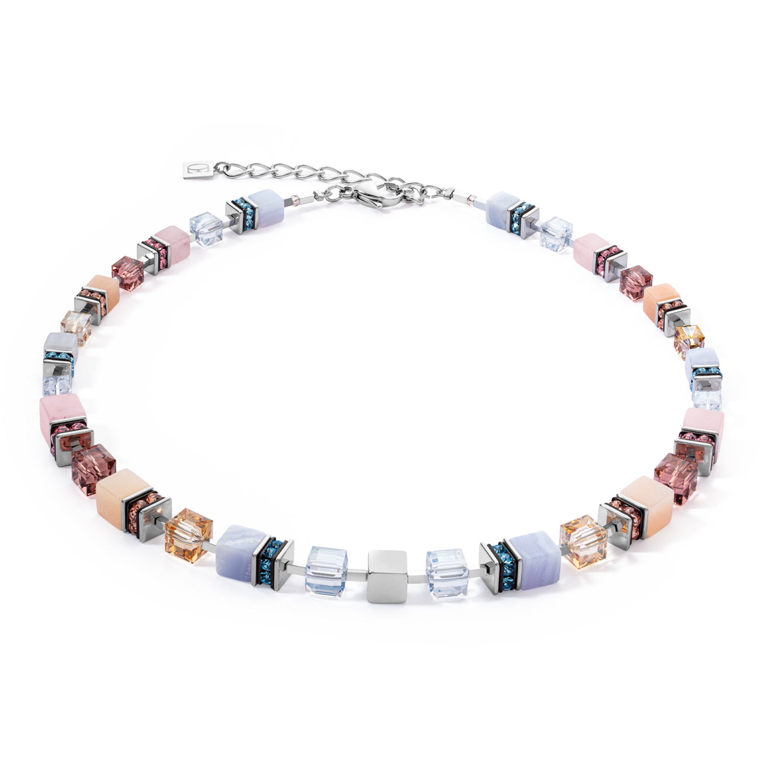 GeoCUBE® Precious Statement necklace silver-pastel