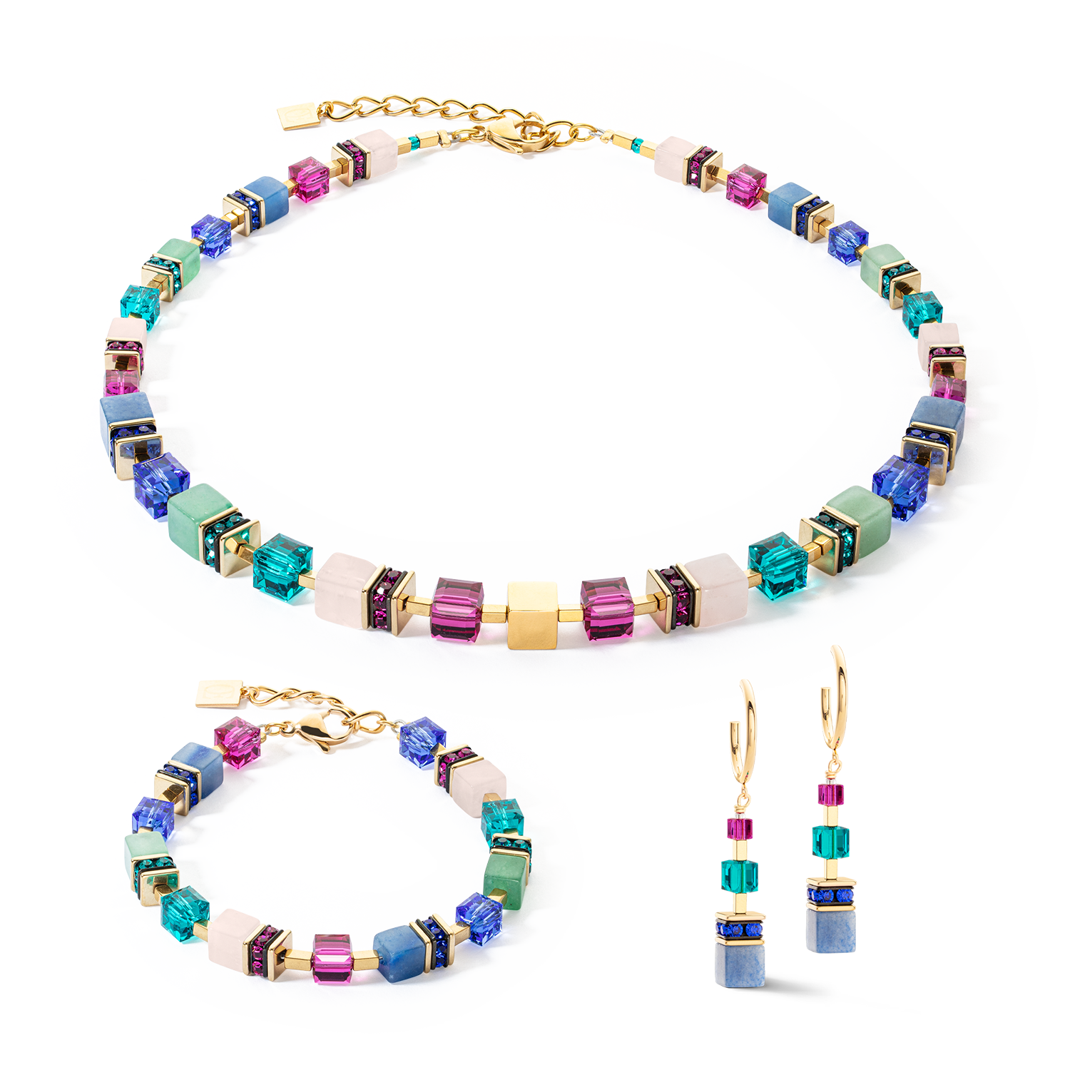 GeoCUBE® Precious Statement necklace gold-multicolour