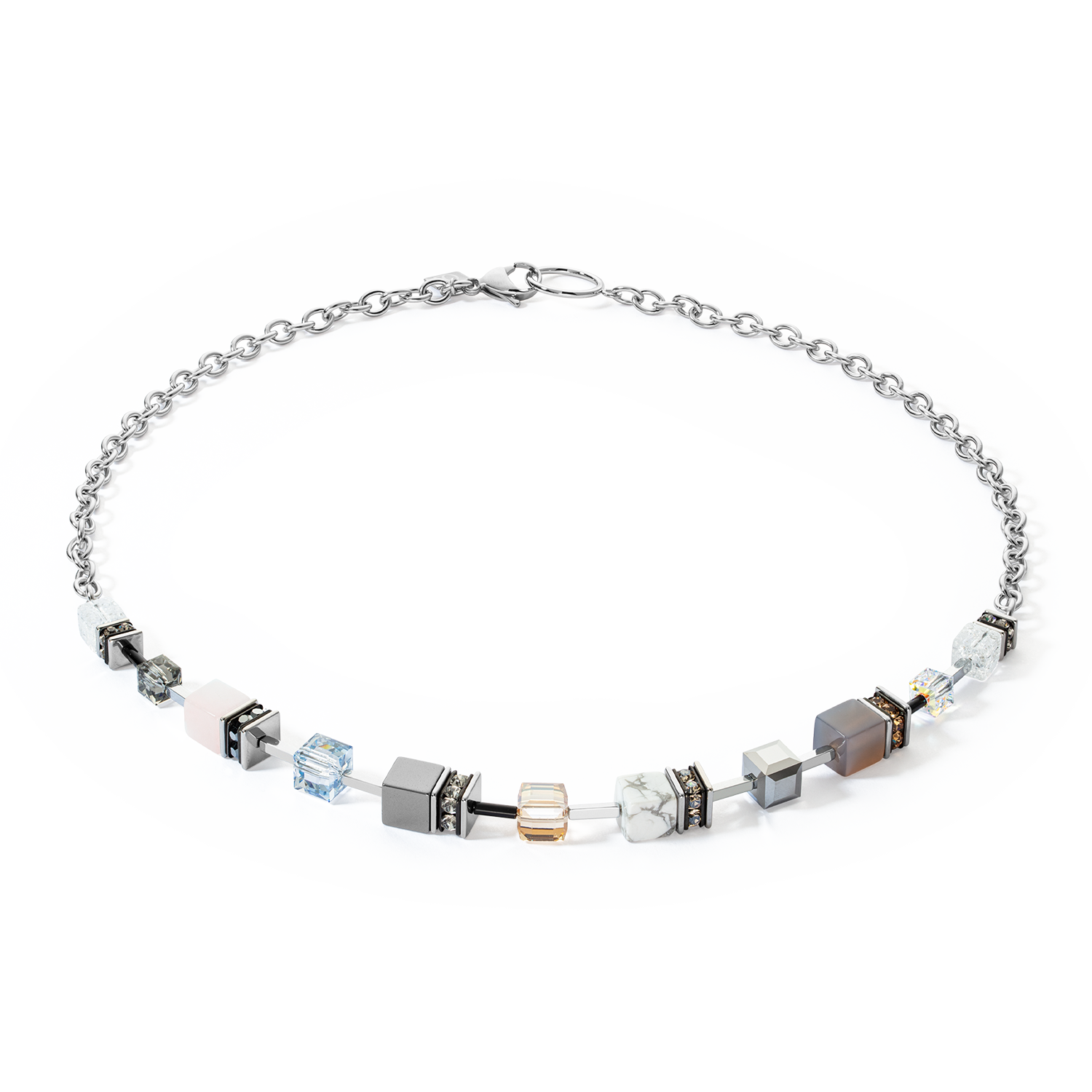 GeoCUBE® Iconic Precious Chain necklace grey-beige