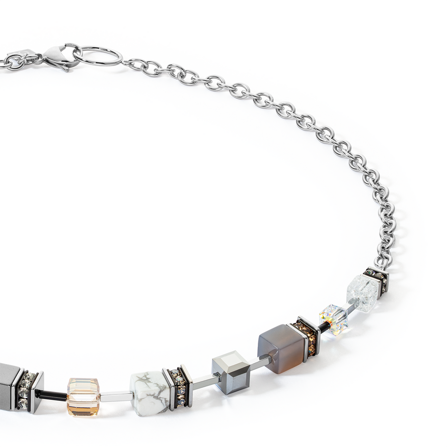 GeoCUBE® Iconic Precious Chain necklace grey-beige