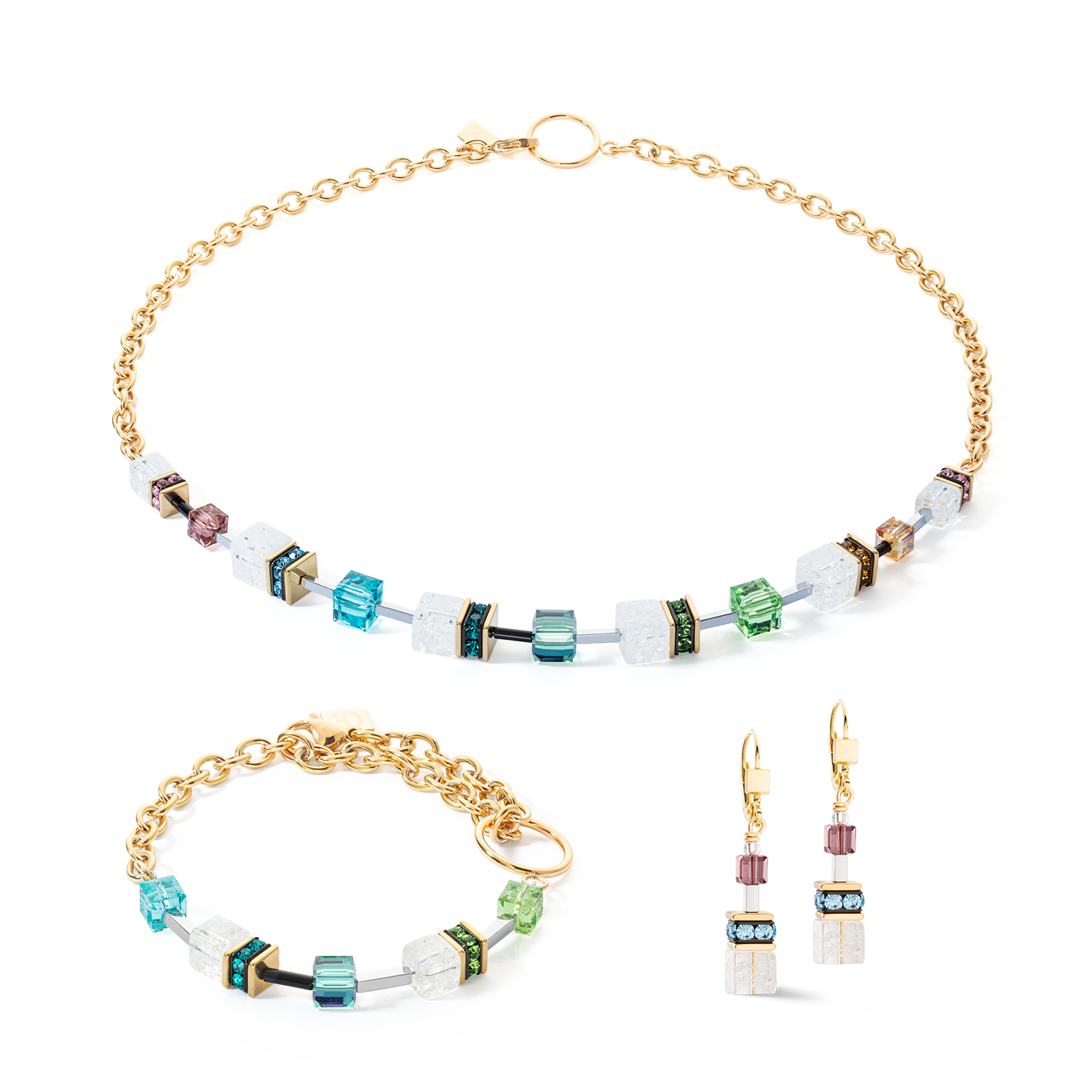 GeoCUBE® Iconic Precious Chain necklace gold-multicolour