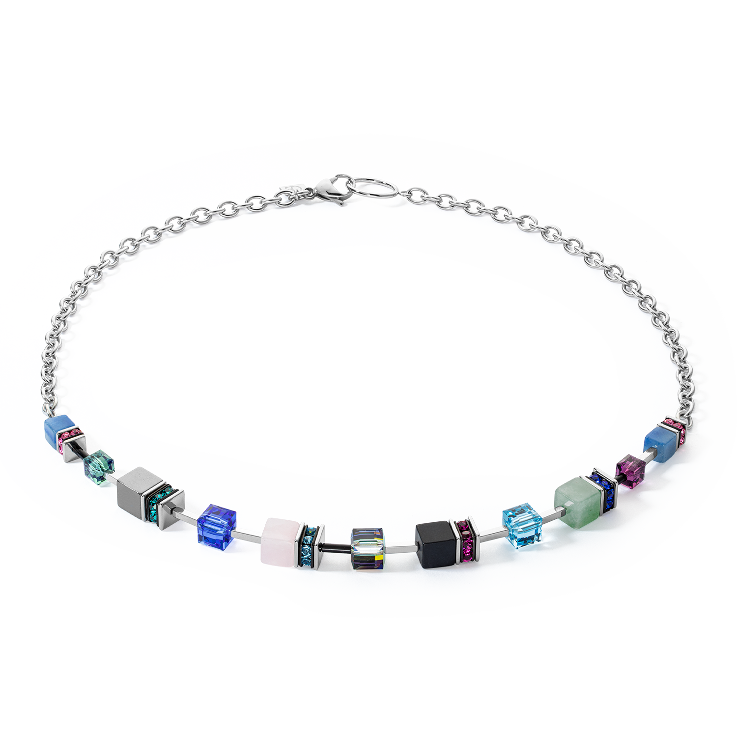 GeoCUBE® Iconic Precious Chain necklace silver-multicolour