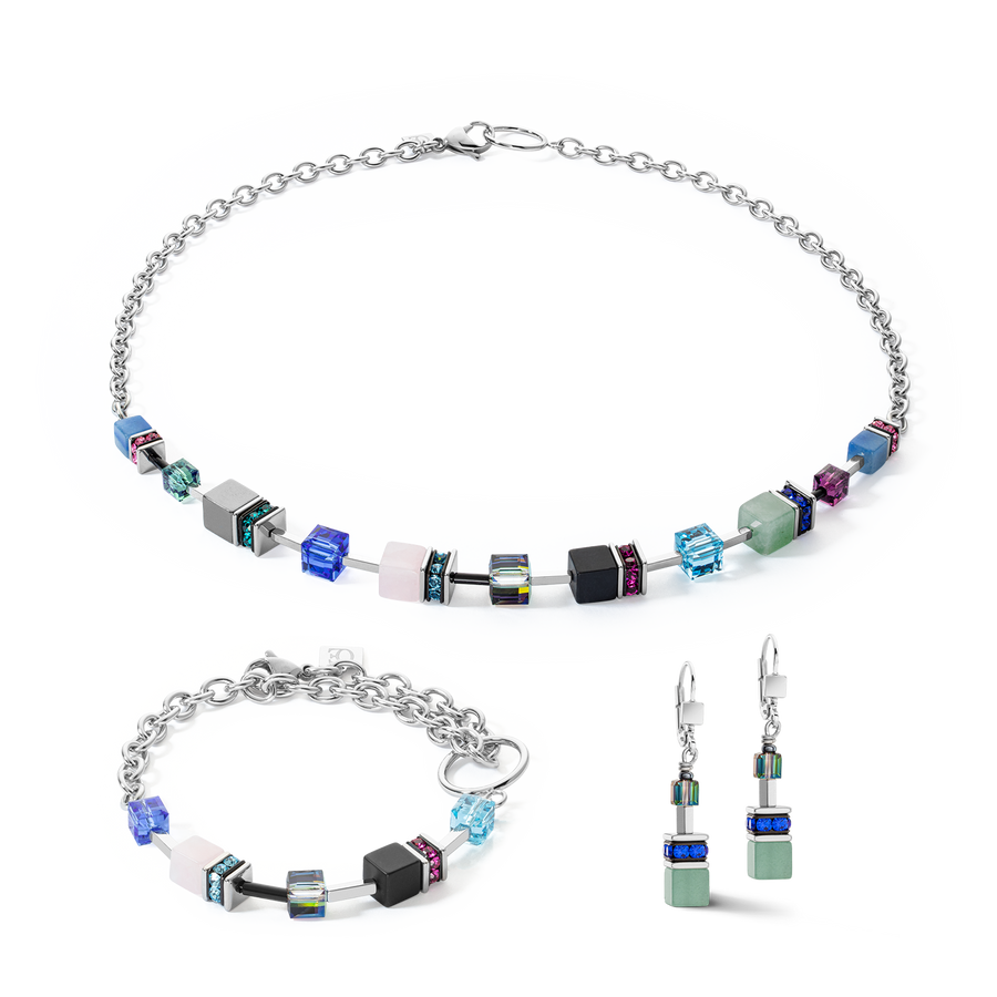GeoCUBE® Iconic Precious Chain necklace silver-multicolour