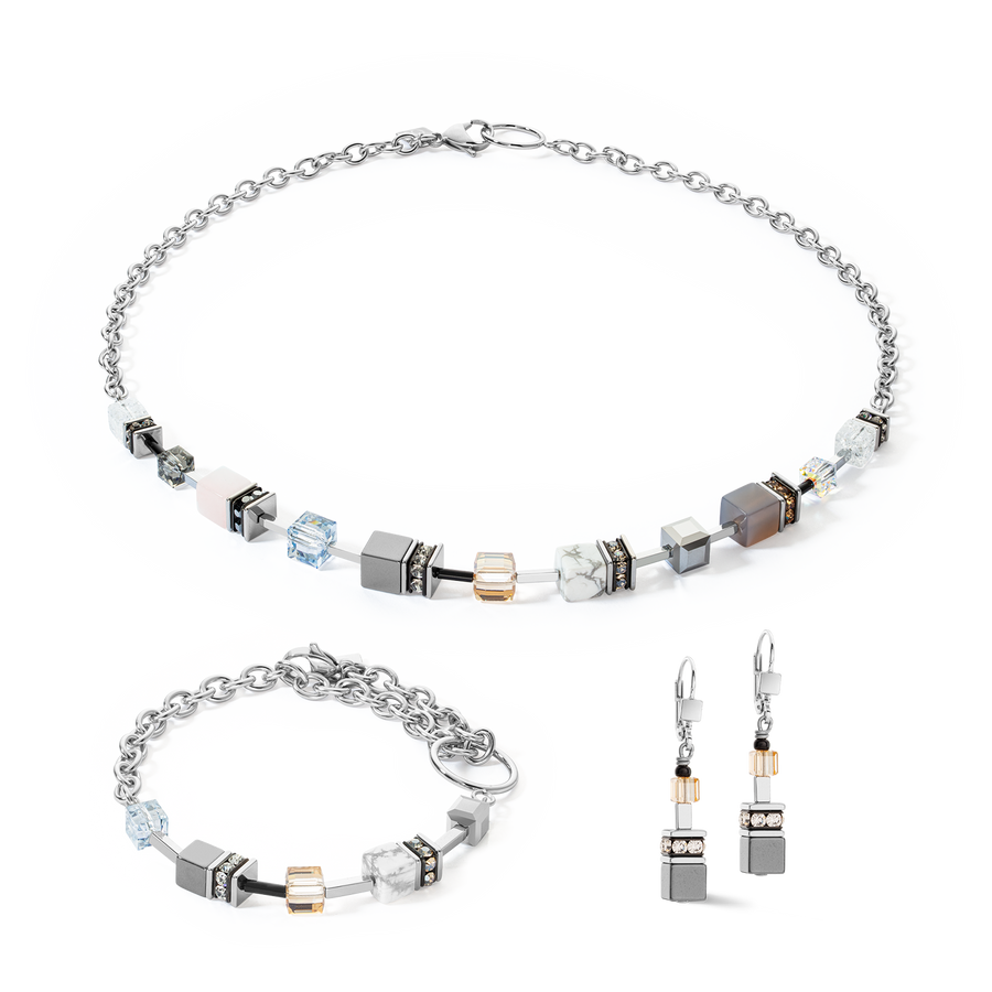 GeoCUBE® Iconic Precious Chain earrings grey-beige