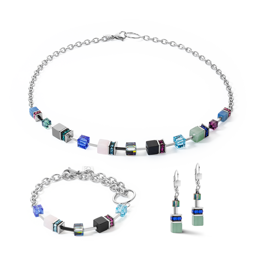 GeoCUBE® Iconic Precious Chain earrings silver-multicolour