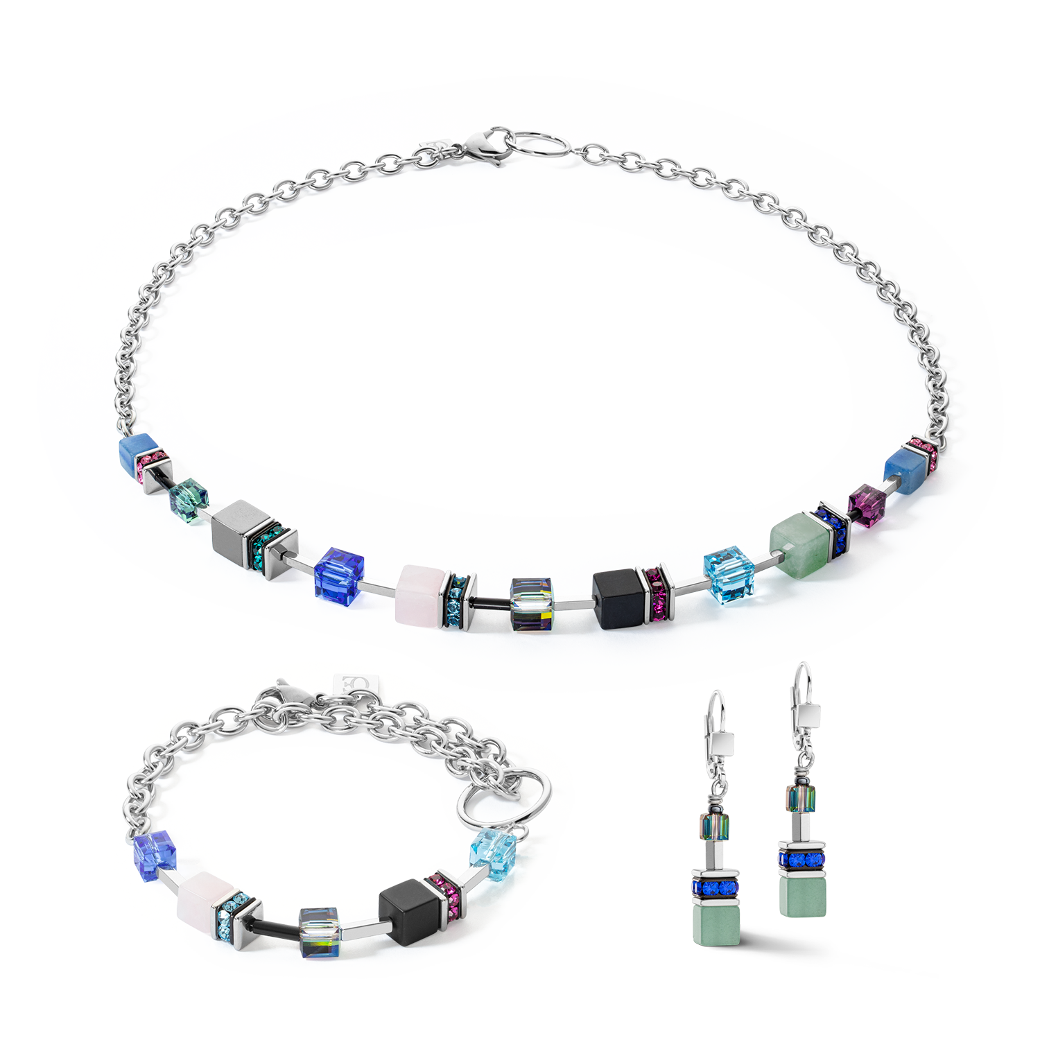 GeoCUBE® Iconic Precious Chain bracelet silver-multicolour