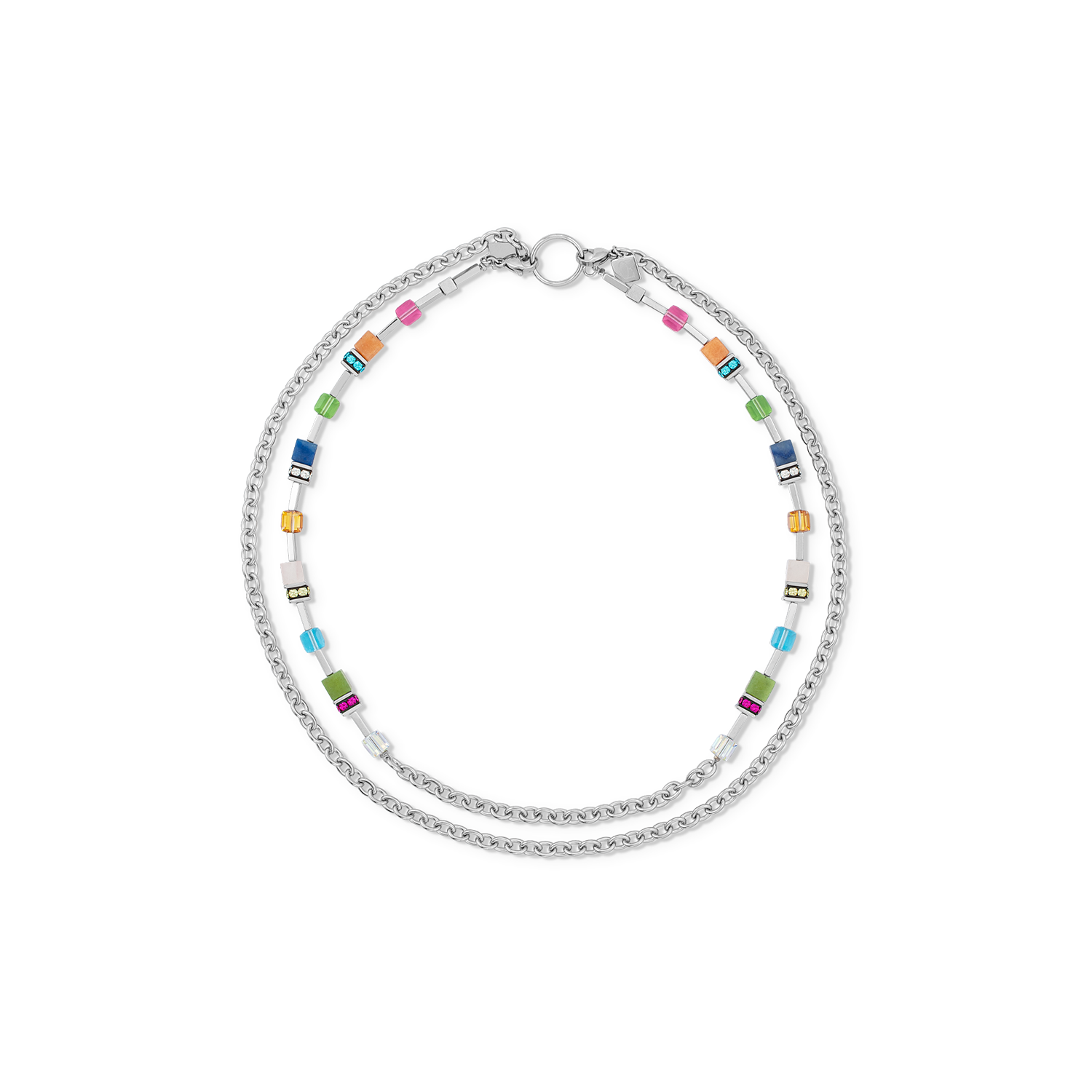 GeoCUBE® Iconic Boho necklace silver-multicolour – COEUR DE LION (Europe)