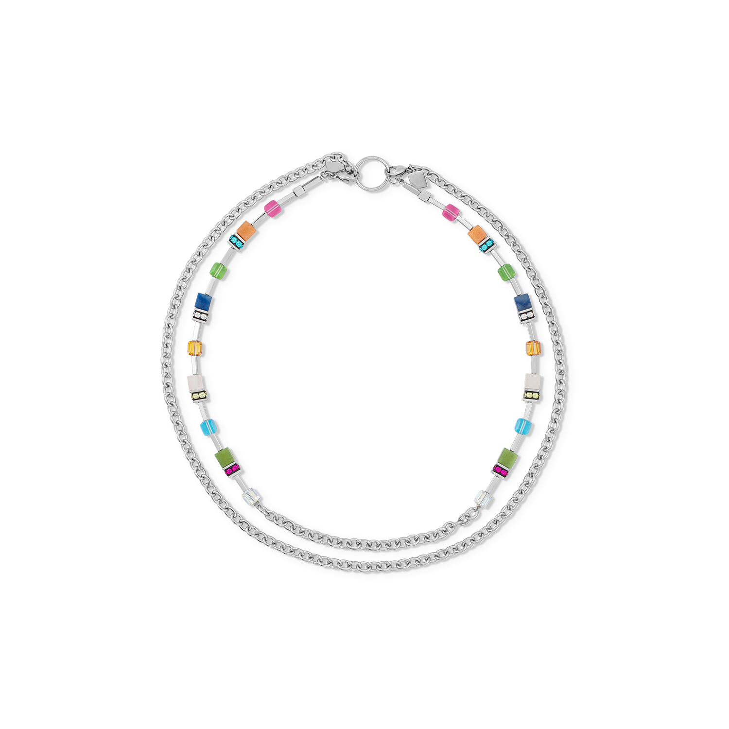 GeoCUBE® Iconic Boho necklace silver-multicolour