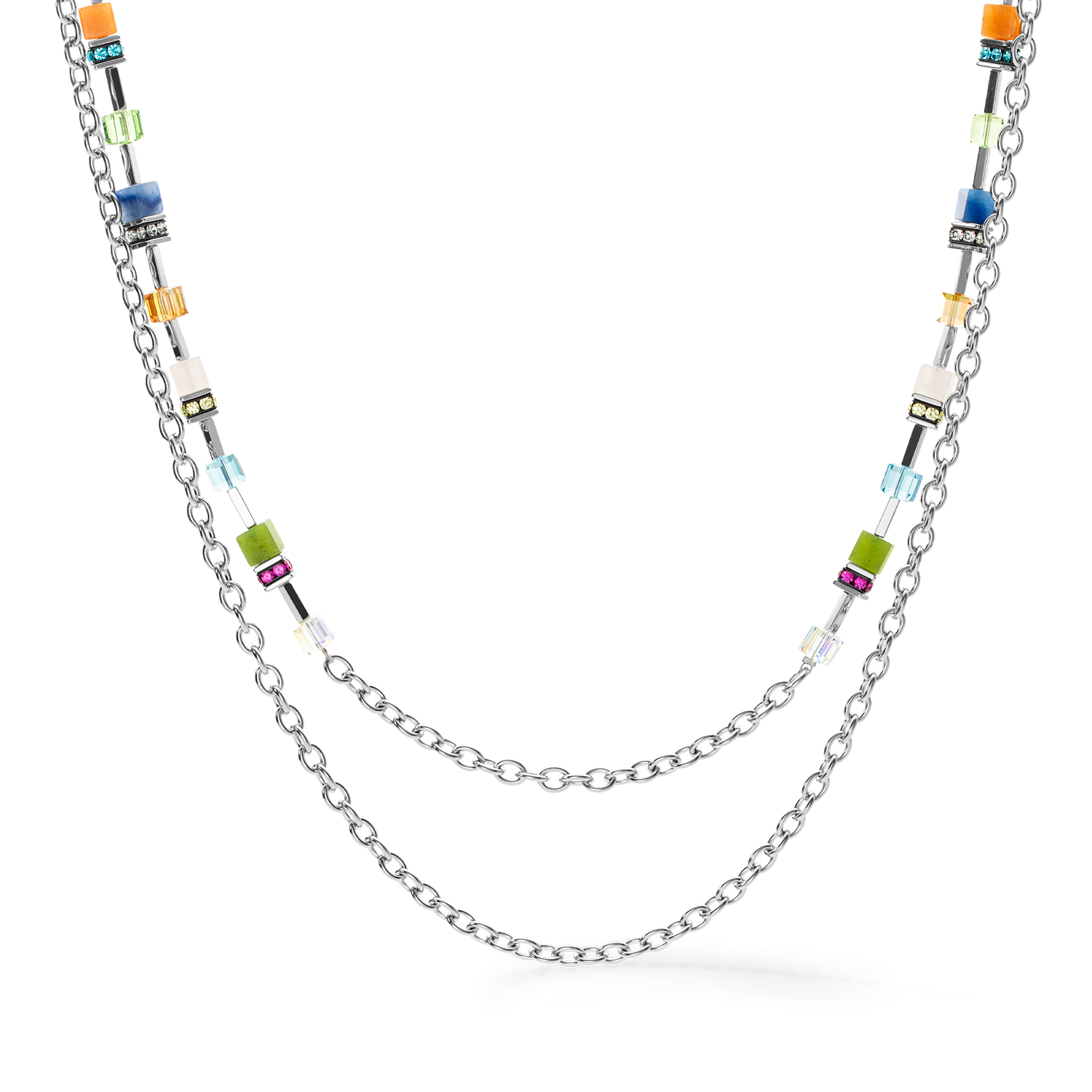 GeoCUBE® Iconic Boho necklace silver-multicolour