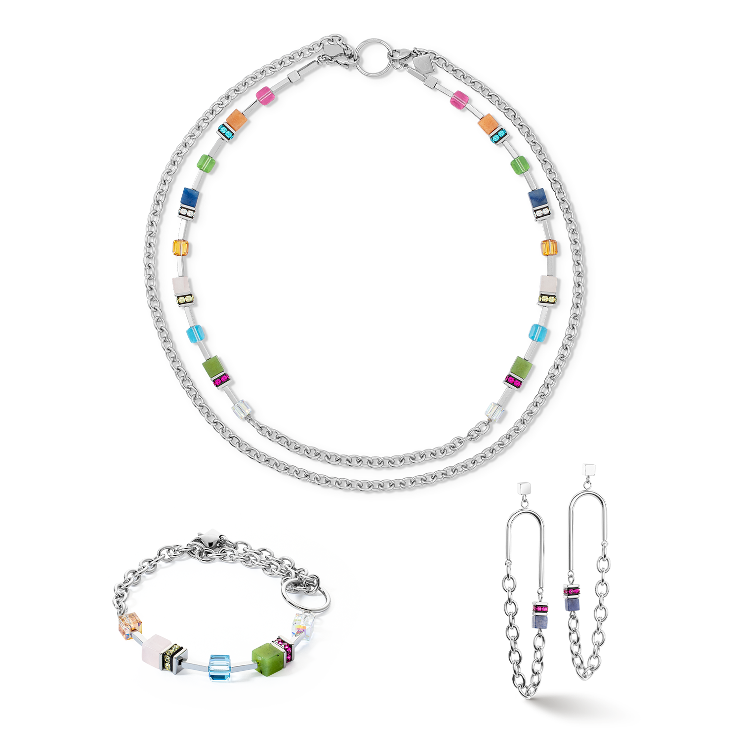 GeoCUBE® Iconic Boho bracelet silver-multicolour