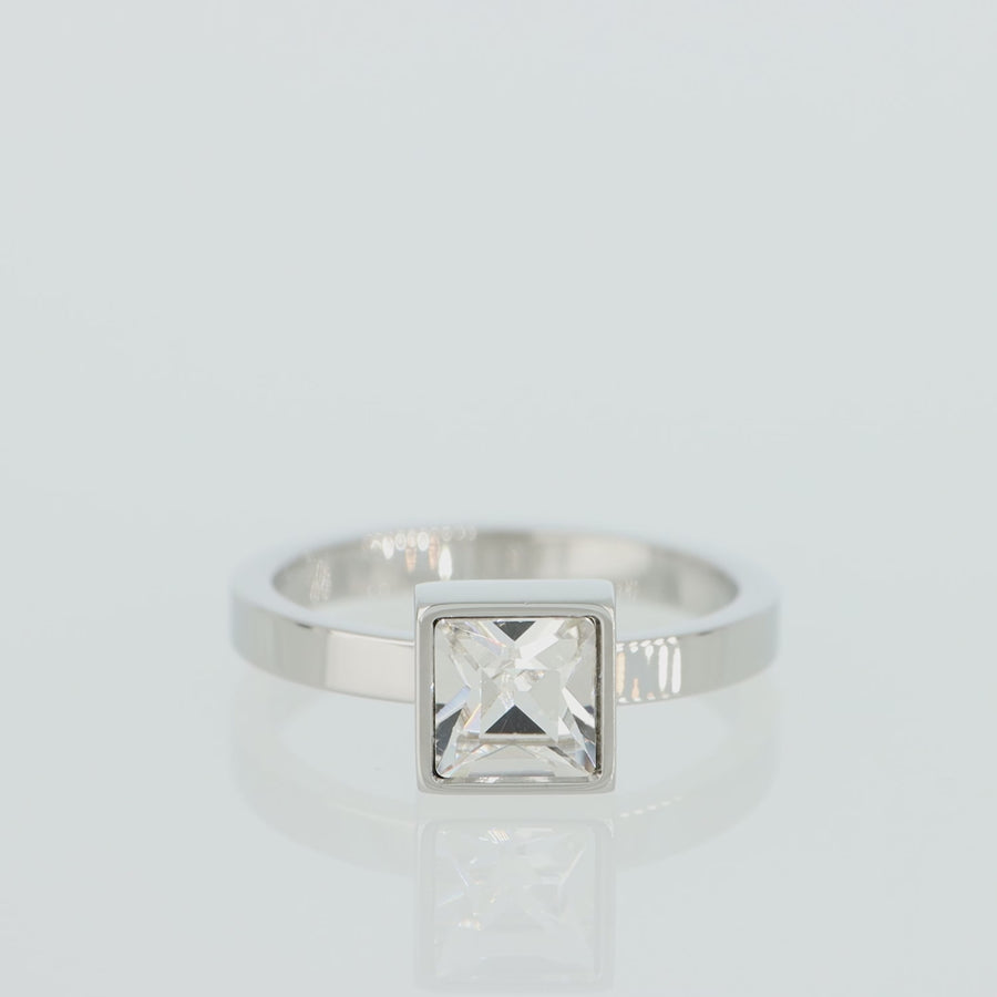 Brilliant Square big ring silver crystal