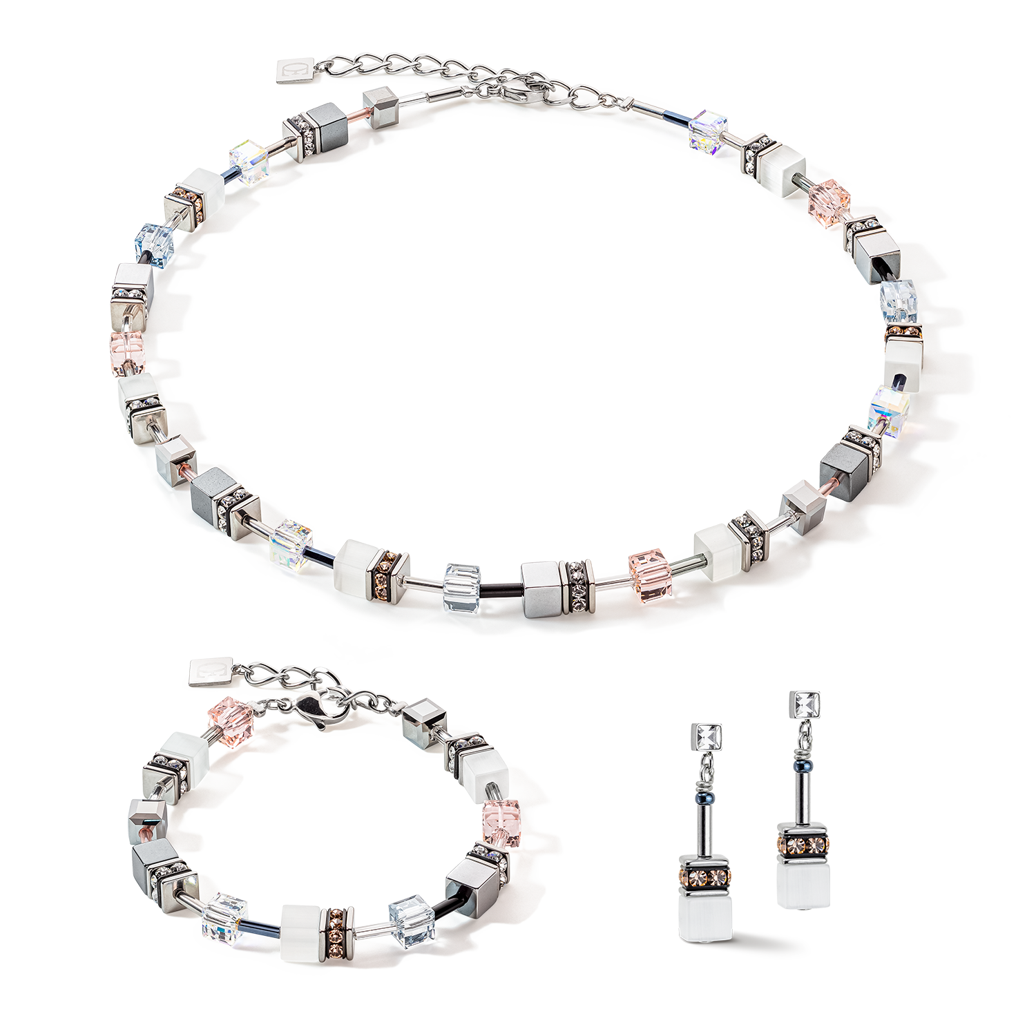 GeoCUBE® Iconic Monochrome necklace peach