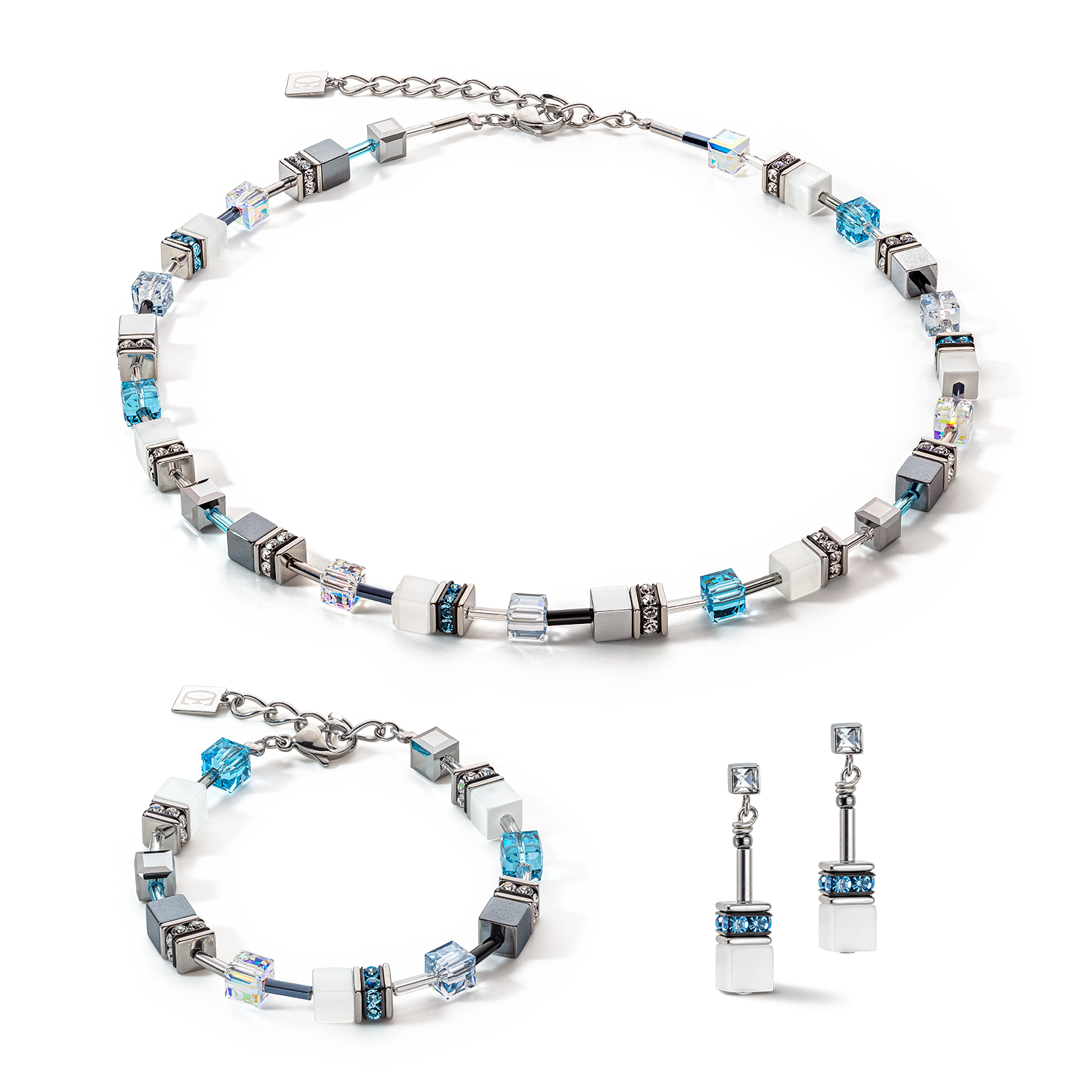 GeoCUBE® Iconic Monochrome necklace aqua