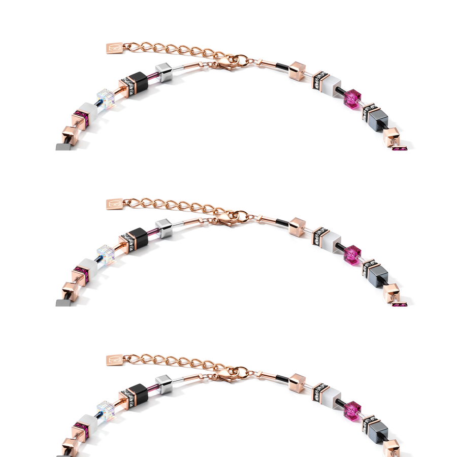 GeoCUBE® Necklace rose gold, white & pink