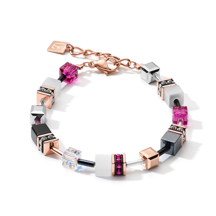 GeoCUBE® Bracelet rose gold, white &  pink