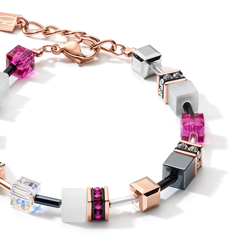 GeoCUBE® Bracelet rose gold, white &  pink