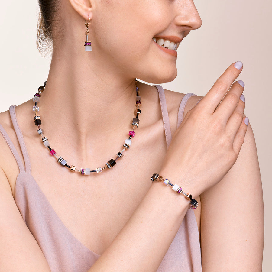 GeoCUBE® Bracelet rose gold, white &  pink