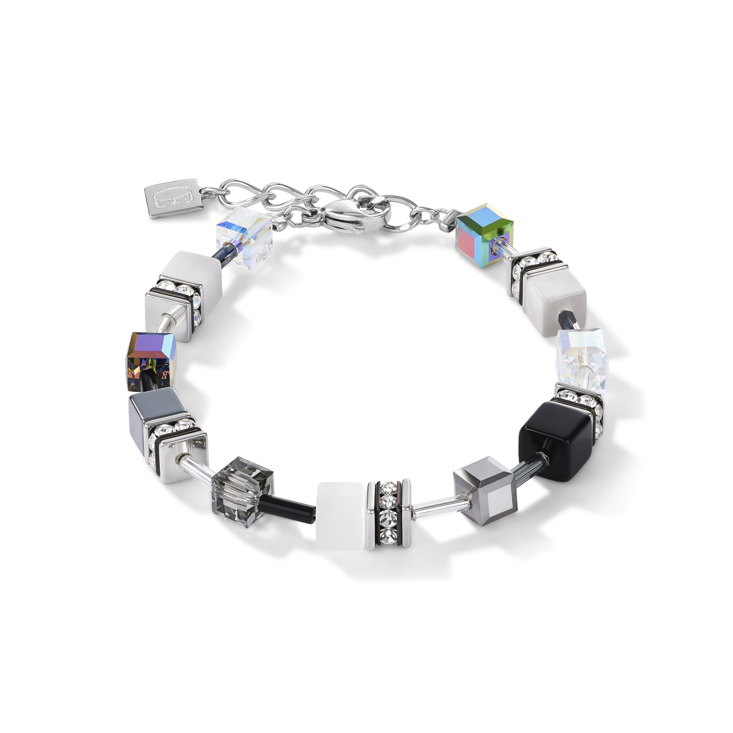 GeoCUBE® Bracelet black-white-haematite