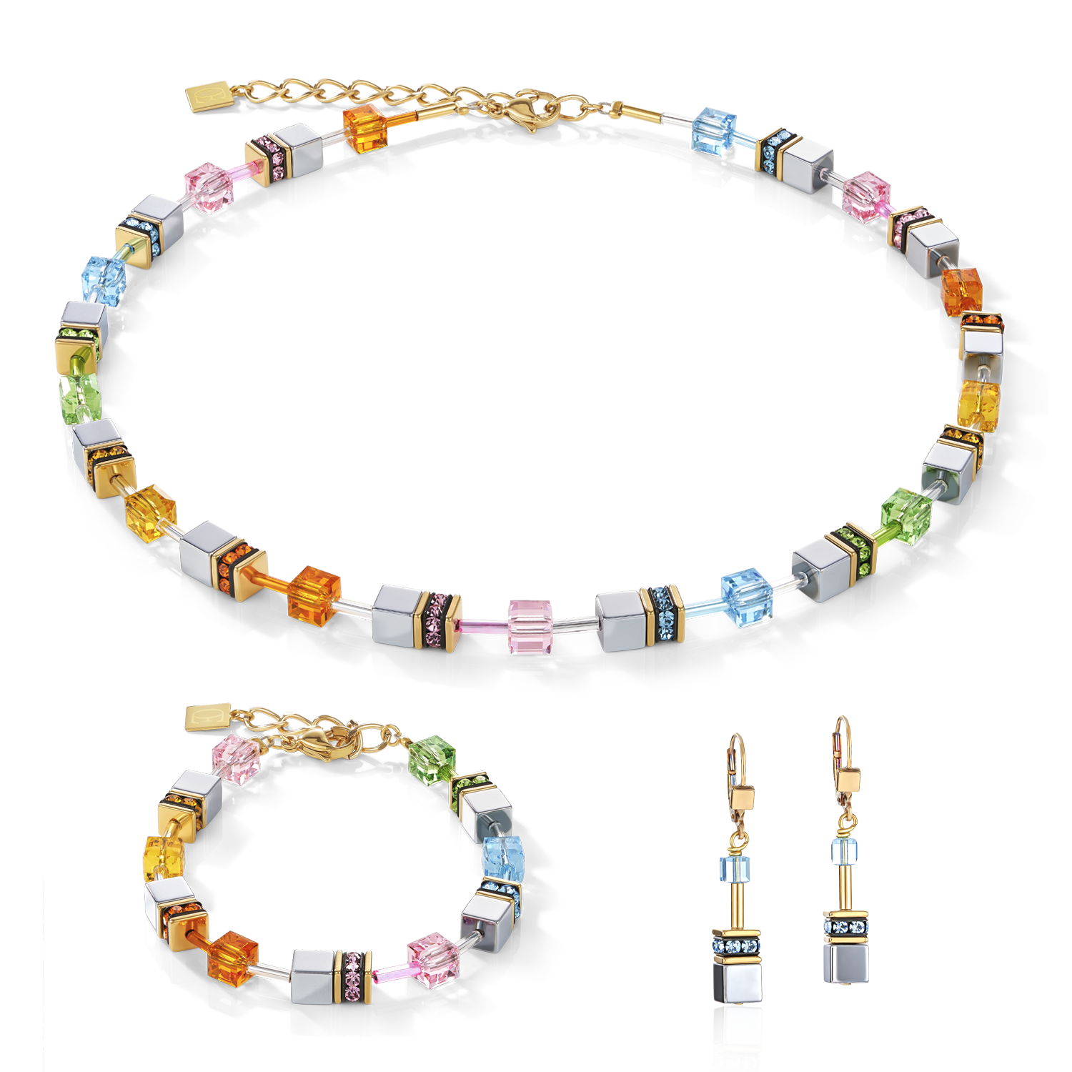 GeoCUBE® Earrings multicolour pastel