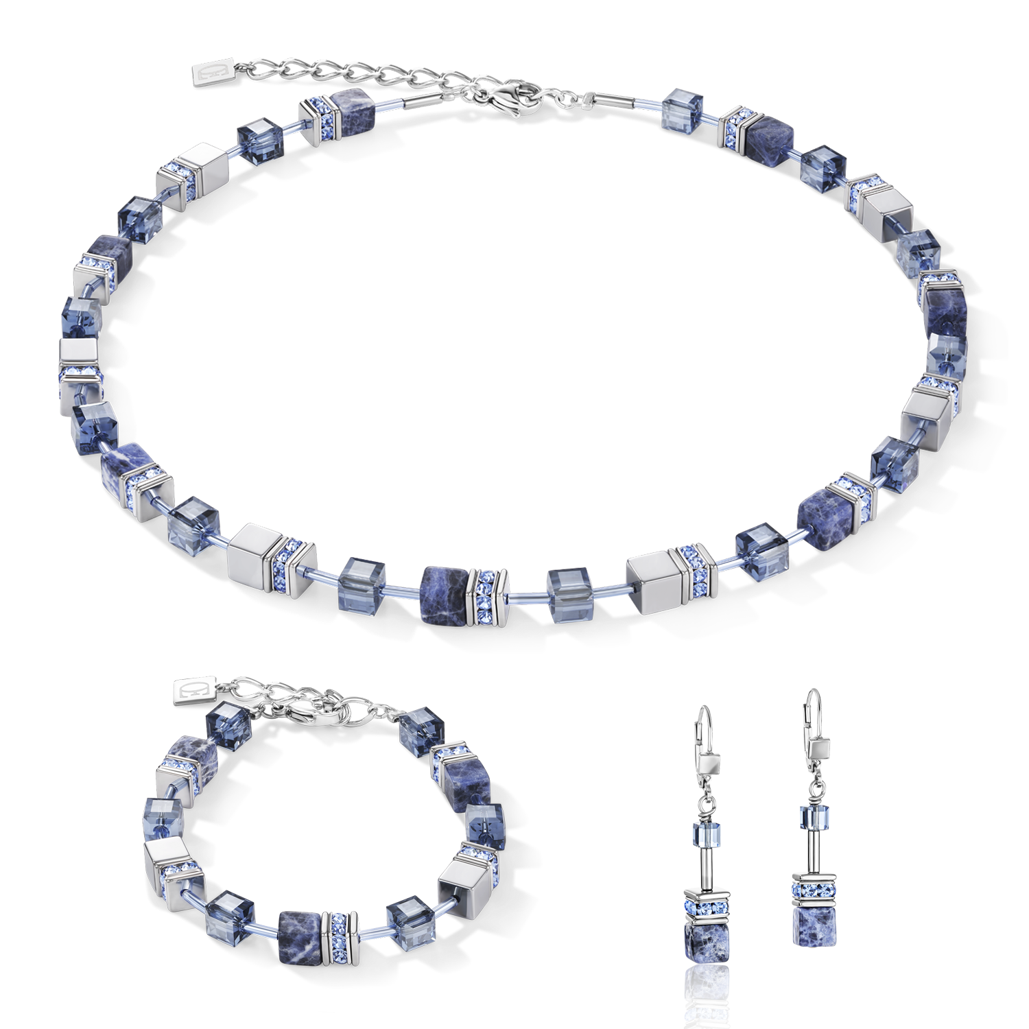 GeoCUBE® Necklace sodalite & haematite blue