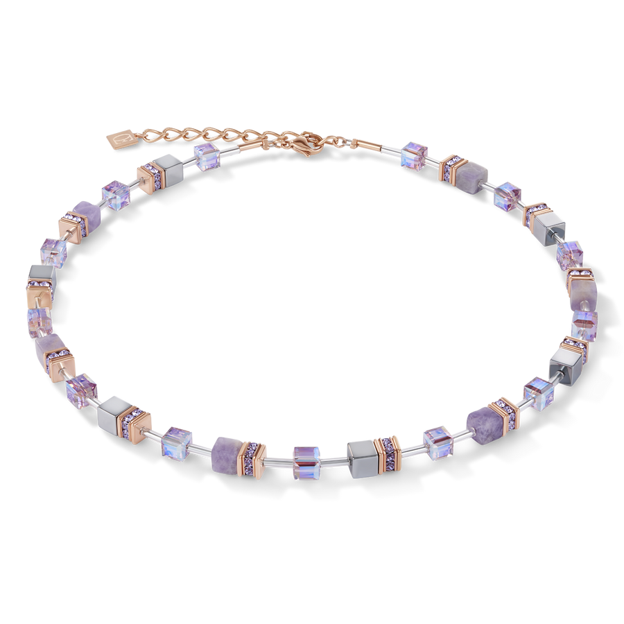 GeoCUBE® Necklace light amethyst & haematite lilac