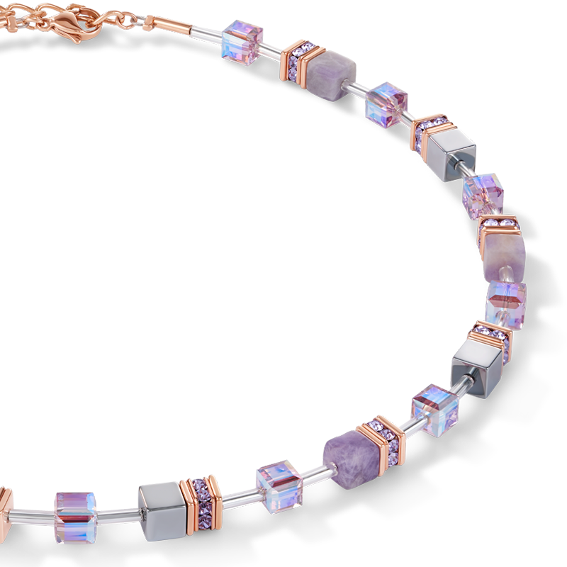 GeoCUBE® Necklace light amethyst & haematite lilac