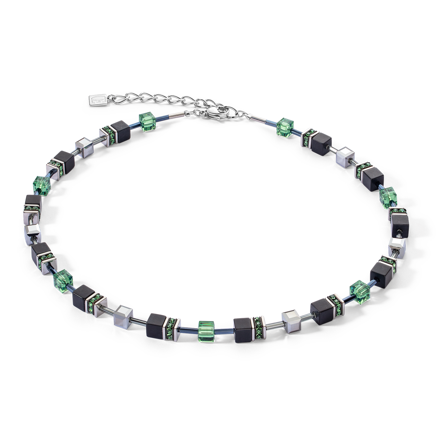 GeoCUBE® Iconic Precious Onyx necklace silver-sage green