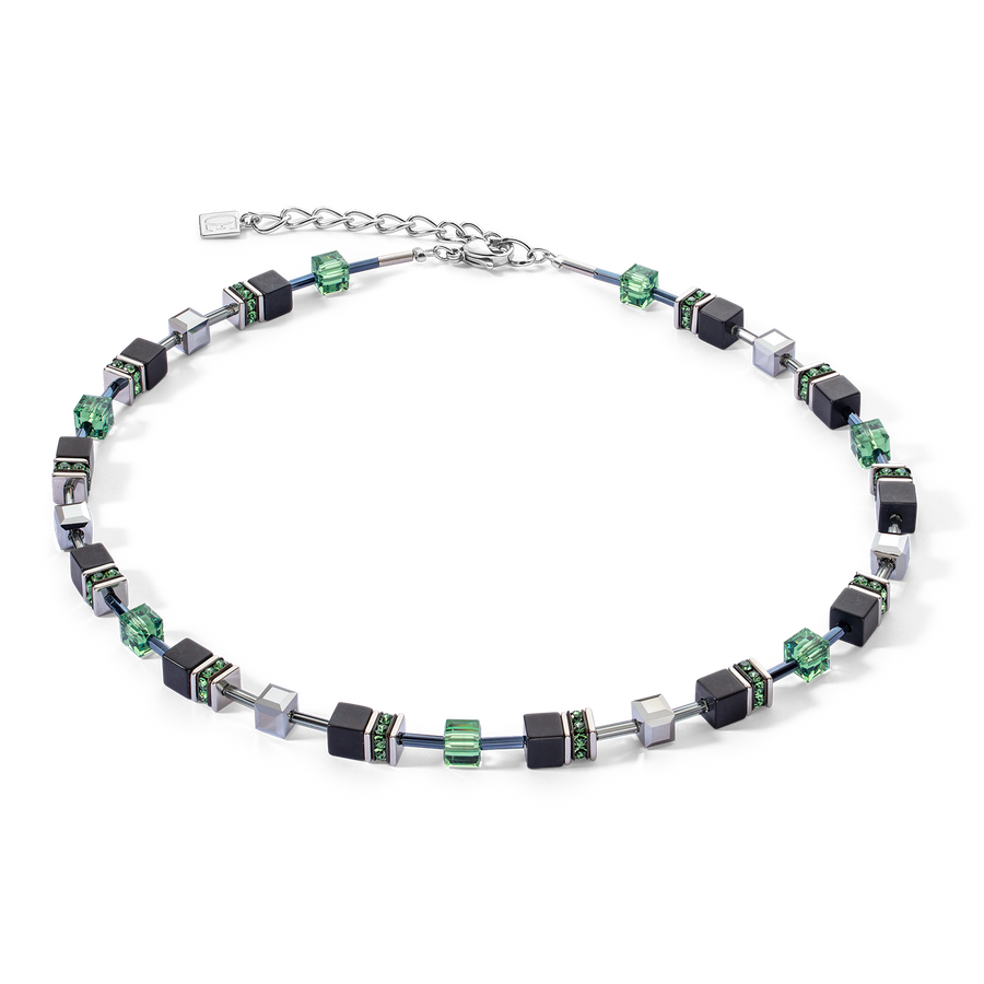 GeoCUBE® Iconic Precious Onyx necklace silver-sage green