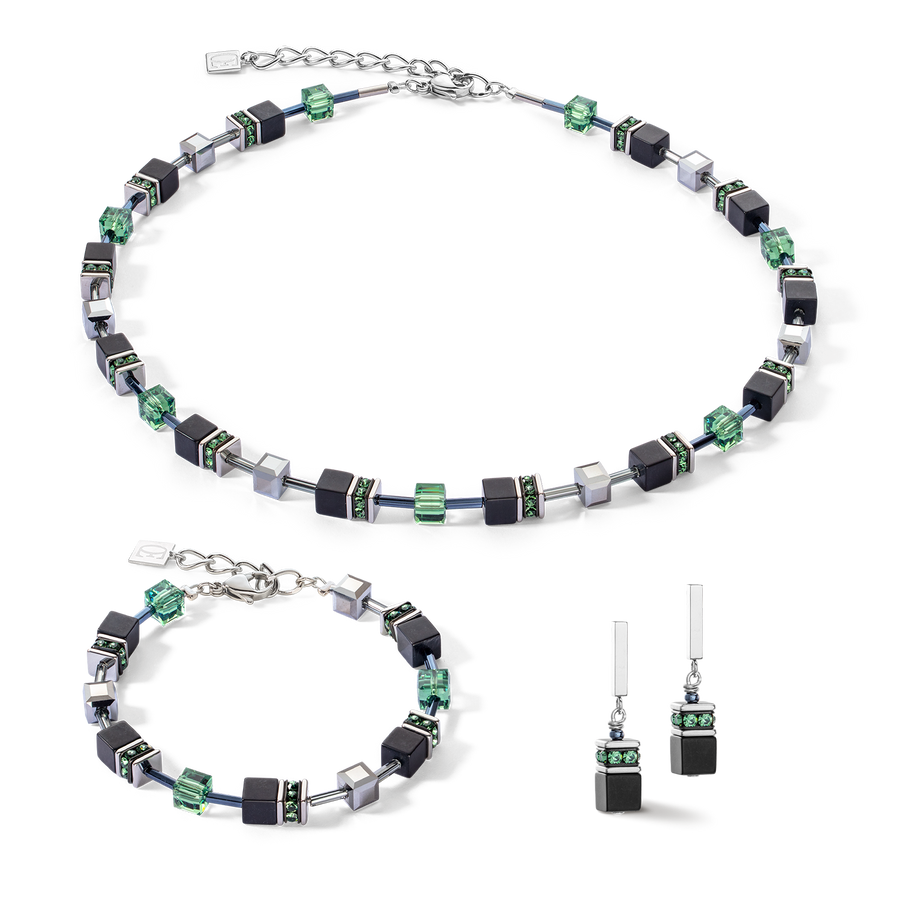 GeoCUBE® Iconic Precious Onyx necklace silver-sage green