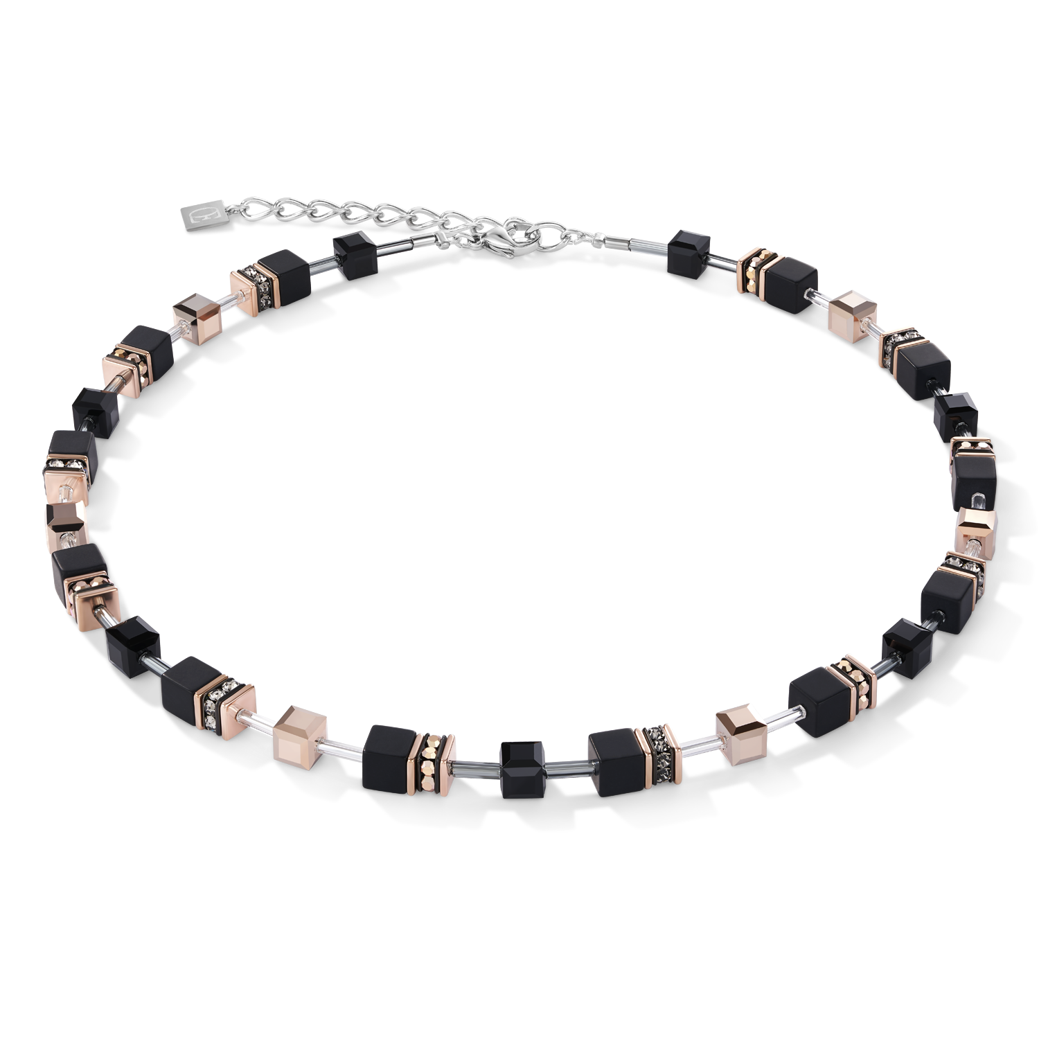 GeoCUBE® Necklace onyx black-rose gold