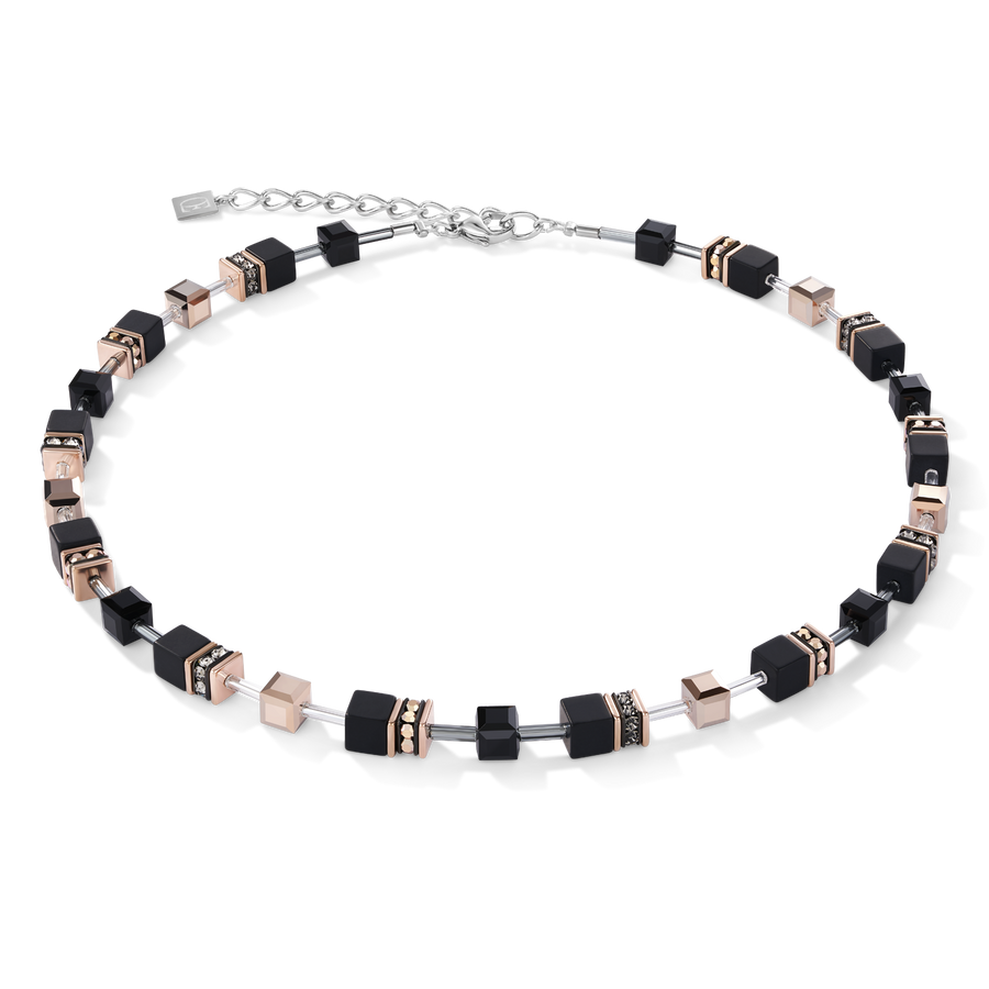 GeoCUBE® Necklace onyx black-rose gold