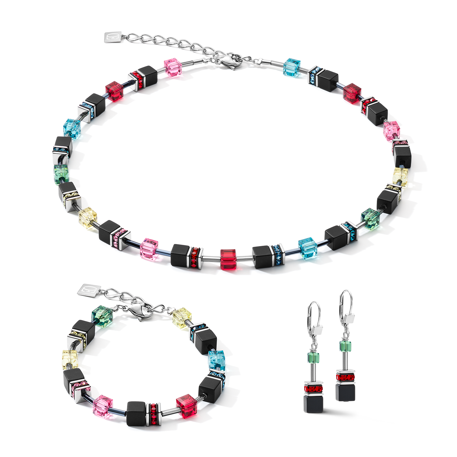GeoCUBE® Earrings onyx multicolour Pop Art