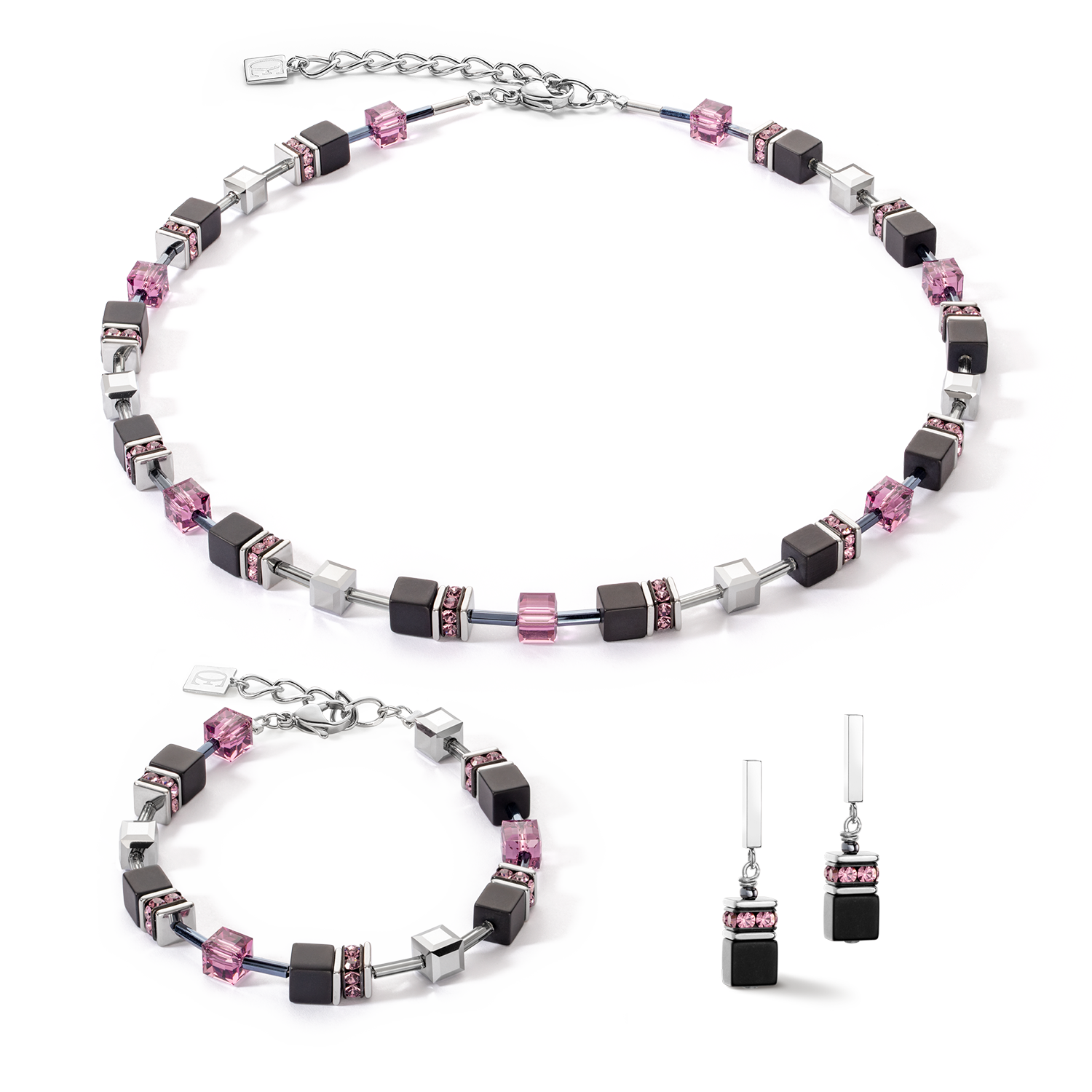 GeoCUBE® Iconic Precious Onyx earrings onyx silver-amethyste