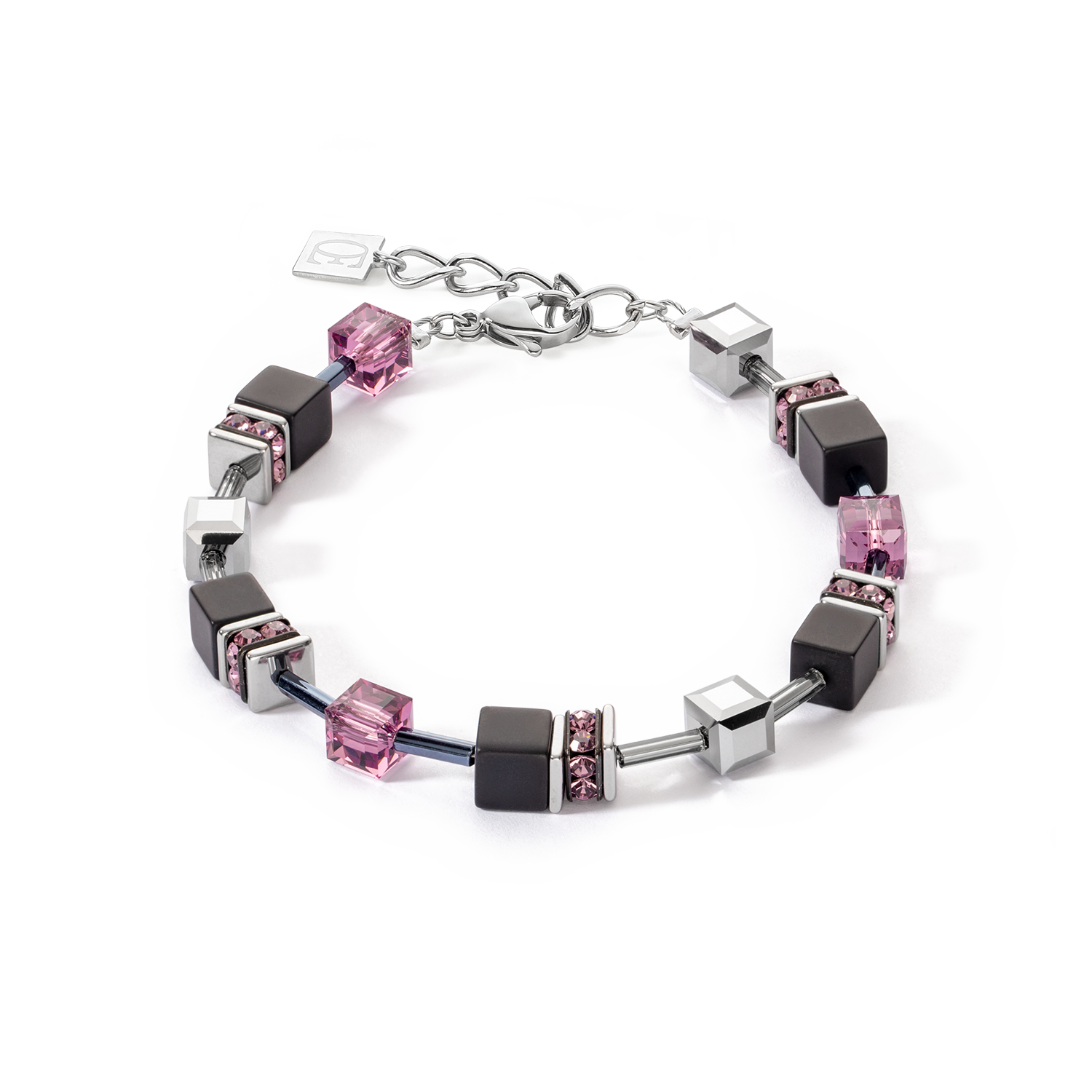 GeoCUBE® Iconic Precious Onyx bracelet silver-amethyste