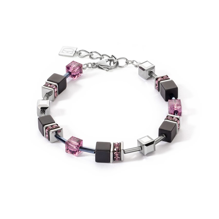GeoCUBE® Iconic Precious Onyx bracelet silver-amethyste