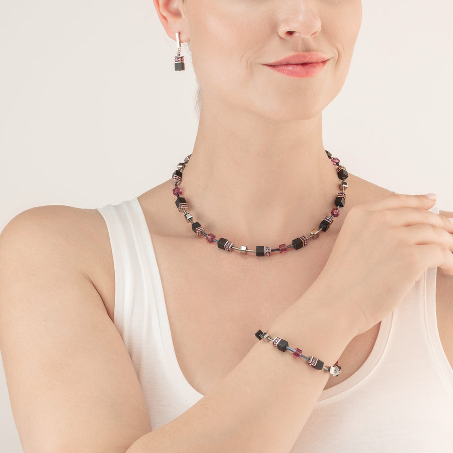 GeoCUBE® Iconic Precious Onyx bracelet silver-amethyste