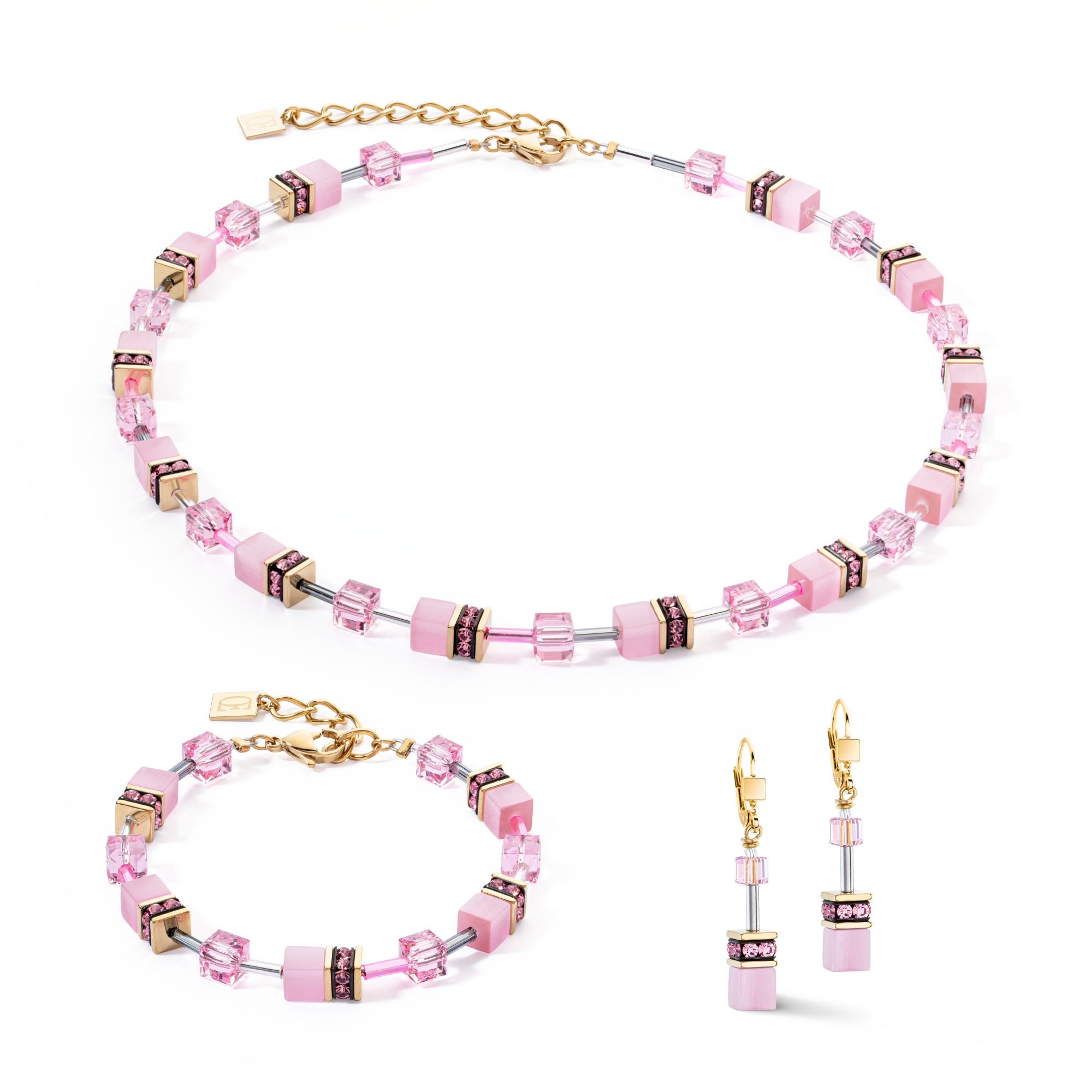 GeoCUBE® Iconic Mono Gold necklace pink