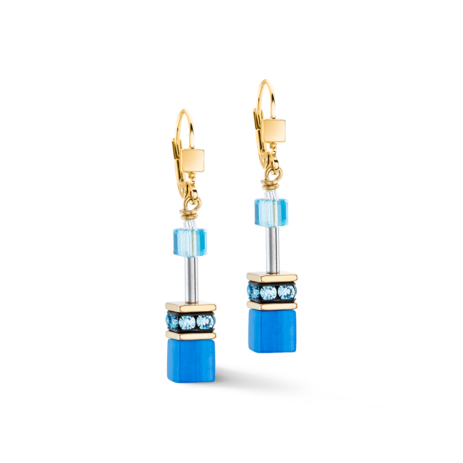 GeoCUBE® Iconic Mono Gold earrings turquoise