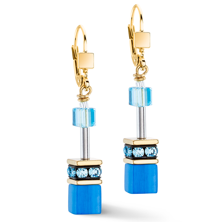 GeoCUBE® Iconic Mono Gold earrings turquoise