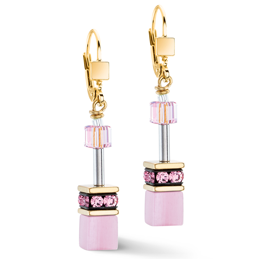 GeoCUBE® Iconic Mono Gold earrings pink