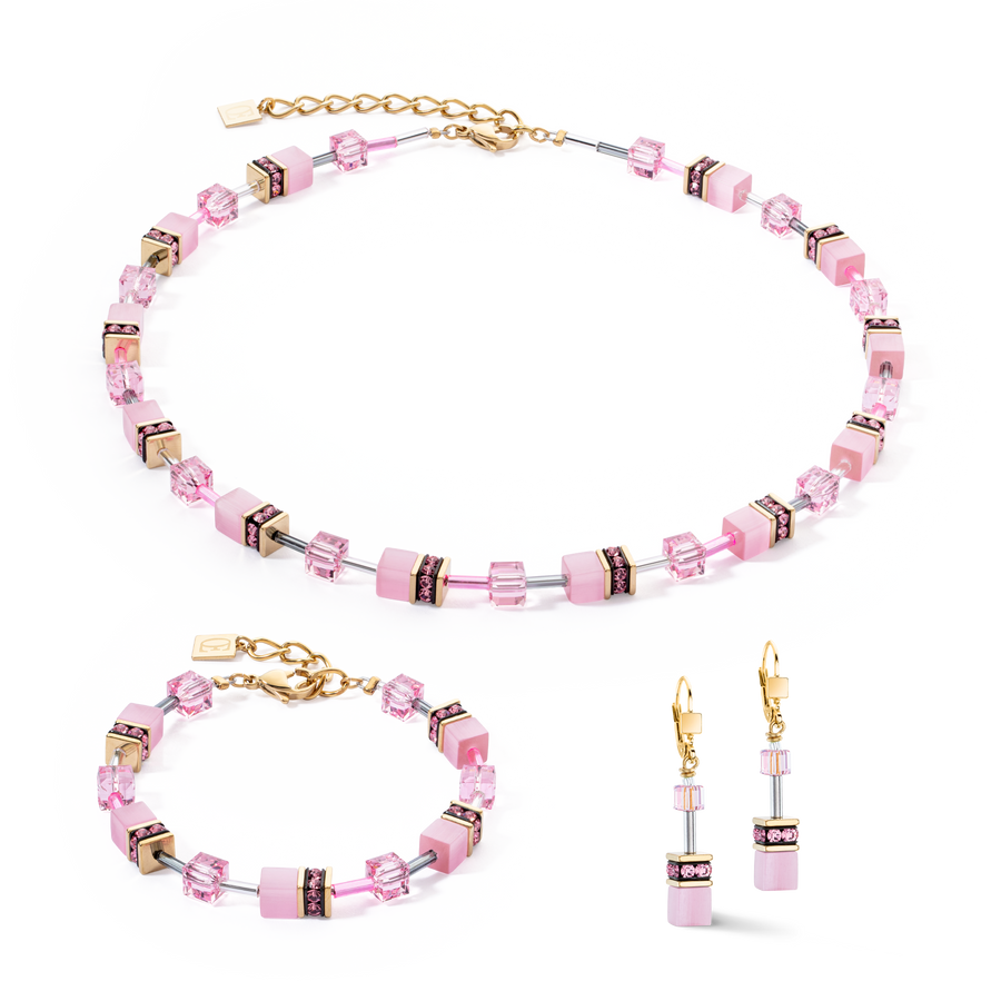 GeoCUBE® Iconic Mono Gold earrings pink