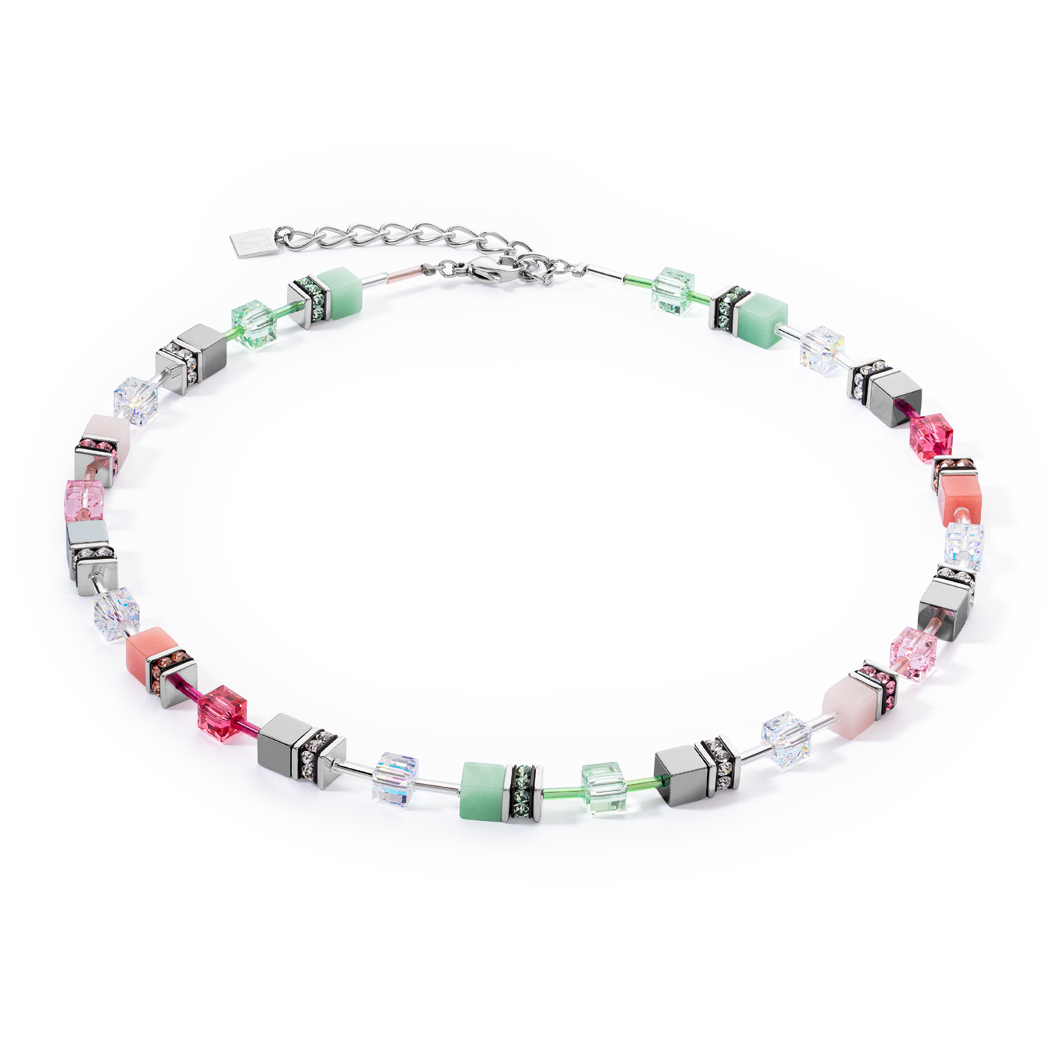 GeoCUBE® Iconic necklace green-pink